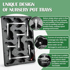 RooTrimmer 4 Inch Plastic Plant Pots 60 Pcs and 12 Cell Nursery Pots Trays 5 Pcs, Thick Sturdy Seeds Starting Germination Shuttle Carrying Trays, Black Small Planter Nursery Propagation 5 Sets - Image 3