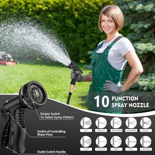 25 ft Expandable Garden Hose - Innovative Nano Superior Strength 3750D -4 -Layer Latex Core Garden Hose - Expanding Water hose- Extra Strong Brass Connector/Storage Bag Garden Pipes Hose - Image 5