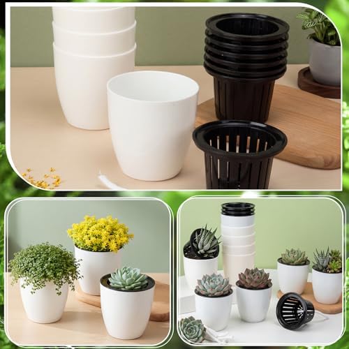 Self Watering Plant Pots, 3.5'', White Black, 36 Pcs - Image 5