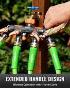 RAINPOINT 4 Way Garden Hose Splitter, 100% Metal Heavy Duty Water Hose Splitter with Individual Shut-Off Valves, 3/4" GHT High Flow Outdoor Faucet Splitter, 1.81" Extra Long Handle (Orange) - Image 6