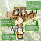 Ferraycle 18 Pieces 1/2 Inch Brass Impact Sprinkler Head with Nozzles Heavy Duty Adjustable 0-360 Degrees Impulse Sprinkler Head Lawn Watering for Yard Irrigation - Image 6