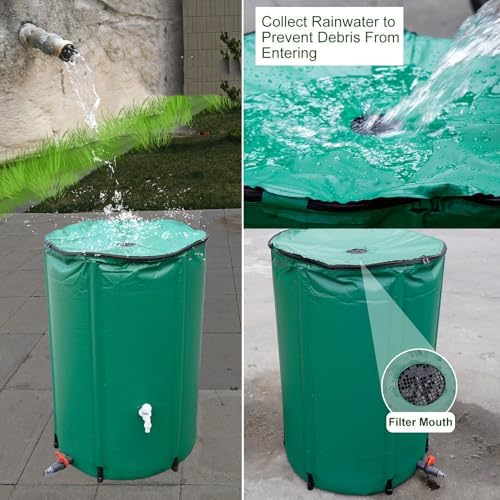 Collapsible Rain Catcher Barrel Kit with Spigot - 100x98cm Water Storage Solution with Lid for Efficient Rainwater Collection and Gardening Use - Image 3