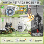SILVEL Automatic Retractable Garden Hose Reel on Metal Spike, 5/8 in x 65ft Ground Mounted Outside, UV Resistant with 10 Pattern Nozzle, 360° Swivel, No Holes in Your House, Easy Installation - Image 3