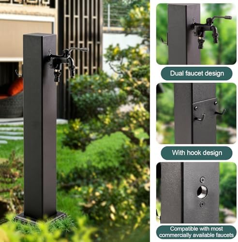 Stainless Steel Outdoor Vertical Garden Water Column, freestanding Hose Stand with Faucet, Outdoor Antifreeze Faucet Water Dispenser Hydrant for Irrigation and Washing(60cm/23.6in) - Image 4