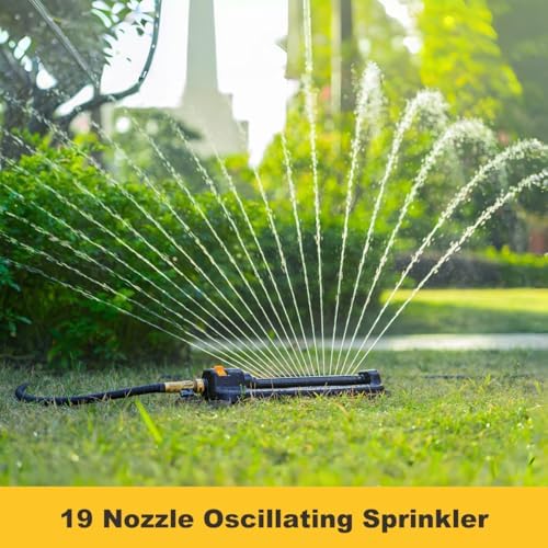 FANHAO Oscillating Sprinkler for Yard, Garden and Flower Beds, Covers Up to 3,600 sq. ft., Durable Lawn Sprinkler with 19 Precision Nozzles, Adjustable Range Watering System - Image 2