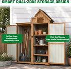 Ketive Outdoor Storage Cabinet, 67" Wooden Garden Tool Storage Shed - Image 6