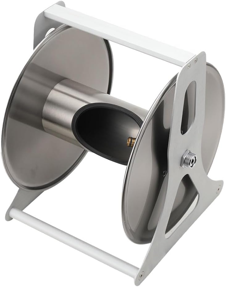 1/2in Stainless Steel Garden Hose Holder Kit, Wall Mounted Garden Hose Reel 50m Capacity Water Hose Storage Rack With 360° Rotatable Handle For Home Garden Lawn #002 - Image 3