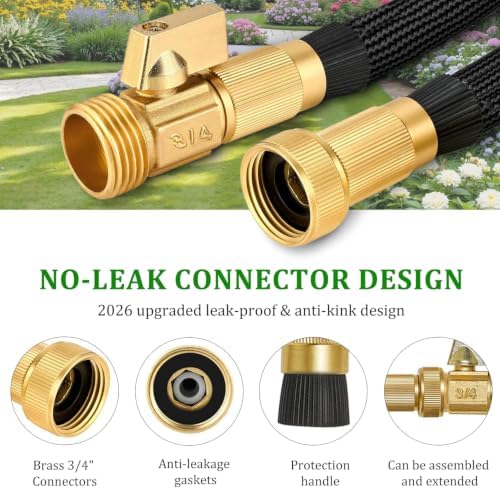 Non-Expandable Garden Hose 75FT, Lightweight Flexible Water Hose - Image 4