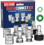 McKillans® M22-14mm Pressure Washer Quick Connect Kit, M22-14mm to 3/8" Male Female Quick Disconnect Kit for Power Washer (Stainless Steel) by McKillans