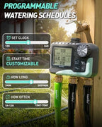 RAINPOINT 3‑Zone Water Timer, Brass Inlet & Outlet, 2027 Upgraded Enhanced Waterproof LCD, 3 Custom Watering Plans, IP65 Sprinkler Timer, Rain Delay, Manual‑Automatic Watering for Yard Lawn Greenhouse - Image 4