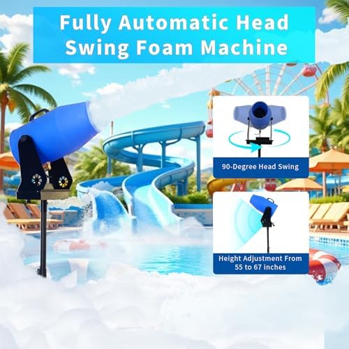 Foam Machine for Party with Fully Automatic Head Swing, Party Foam Machine with Adjustable Height, Foam Cannon for Garden, Pool, Indoor, Birthdays, Celebrations, and Backyard Events - Image 2