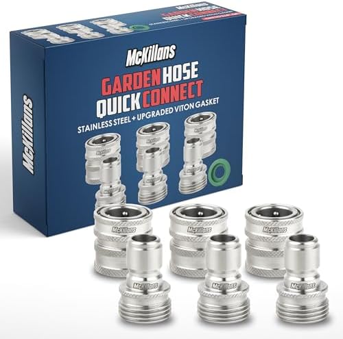 McKillans® Water Hose Quick Connect [UNIVERSAL FIT] 3 Pack - Stainless Steel Garden Hose Quick Connector - Durable Garden Hose Fittings - EASY INSTANT CONNECTION by McKillans