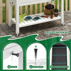 Large Elevated Raised Garden Bed with Legs,Outdoor Planter Box with Storage Shelf Drain Plug Water & Monitor for Backyard,Patio,Balcony(Ashen - Image 2