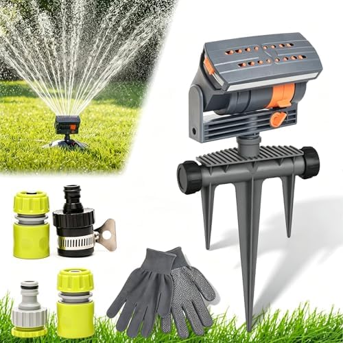 16-Nozzle Oscillating Sprinkler with Dual-Zone Sprinkler Water Timer, Adjustable Lawn & Garden Irrigation System, Turbo 360° Automatic Rocking Sprinkler for Lawn Yard Garden Watering (B) by LegvixiQualityYouCanTrust