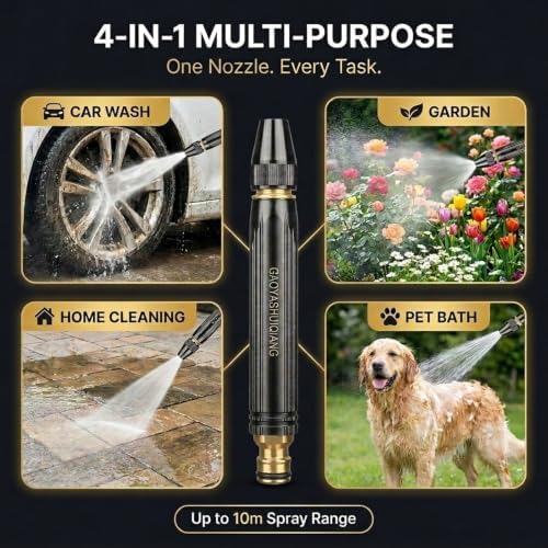 Water Pressure Nozzle, Heavy-Duty Adjustable High-Pressure Hose Nozzle for Garden Watering, Car Washing, Pet Showering & Outdoor Cleaning, Leak-Proof Multi-Pattern Spray Head, 3-Pack - Image 2