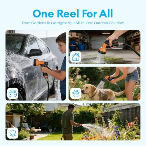 TABU 1/2 Inch x 100 FT Retractable Garden Hose Reel, Wall Mounted - Image 6