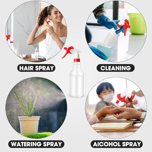 Gerrii 12 Pcs 24 oz Plastic Spray Bottles Adjustable Nozzle, Red - Image 6