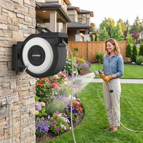 Tuyeho Heavy-Duty Automatic Retractable Garden Hose Reel 100FT Wall Mount - Image 5