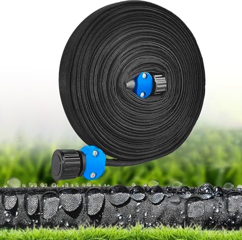 Flat Soaker Hose 50ft,Heavy Duty Kink-Free Double Layer, Linkable Drip Irrigation System for Garden Beds,Vegetable Gardens,Saves 80% Water, Leakproof Design, Easy Installation Black by MYSHAKER+-+Your+Water+Goal
