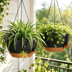 12" Self Watering Hanging Planters with Chains, Black Brown，2 Pack - Image 5