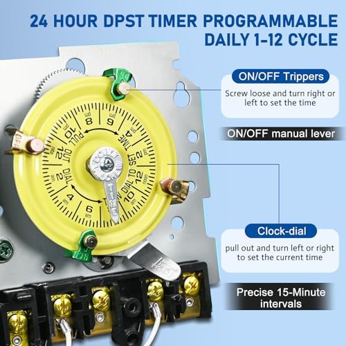 T104 Pool Timer, Mechanical Time Switch Mechanism 208-277VAC 5HP 40A DPST - Image 3