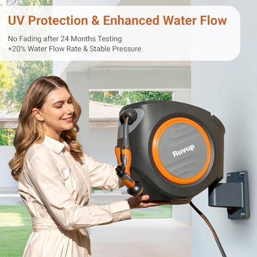 Ruvup Garden Hose Reel 5/8"x100ft Retractable Water Hose With Metal Bracket - Image 4