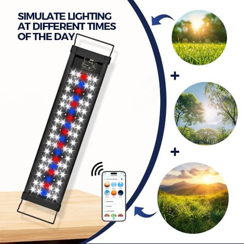 Smart LED Aquarium Light with App Control, Full Spectrum RGB, Bluetooth Enabled, Programmable Timer, Black, for Fish Tanks (WCL30-36B) - Image 6