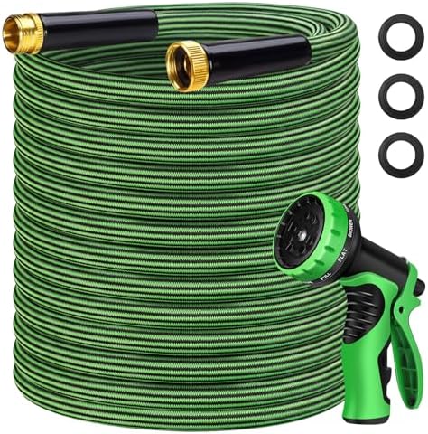 Garden Hose 100 ft Flexible Non-Expandable Water Hose Kink-Free Ultra Lightweight Leak-Proof Durable Portable Wear-Resistant Hoses Pipe with 3/4" Brass Fittings for Outdoor Yard Lawn Car Wash by VIONMI