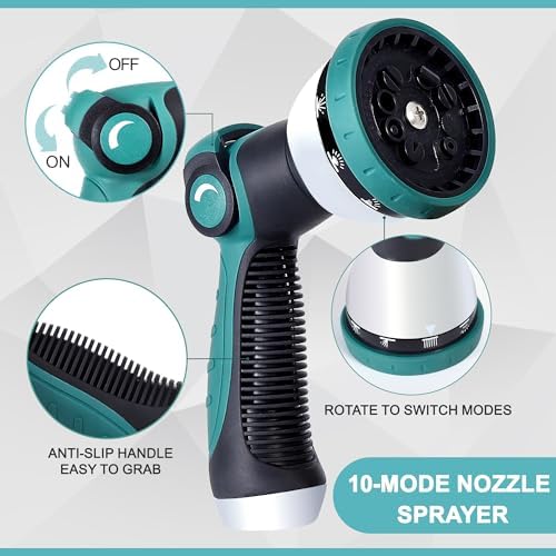 100FT Garden Hose, Stainless Steel Water Hose, Flexible with a 10-Mode Nozzle Sprayer, No Kink, Lightweight, Puncture Proof, Ideal for Yard, Lawn, Outdoor, 5/8'' Outside Diameter - Image 5