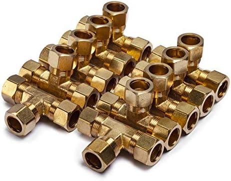 LTWFITTING 5/8-Inch OD Compression Tee,Brass Compression Fitting(Pack of 10) by LTWFITTING
