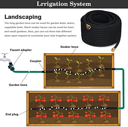 5/8" Soaker Hose for Garden Drip Hose Irrigation System with Solid Brass Fitting for Lawns Flower Beds & Vegetable Gardens (25FT) - Image 6