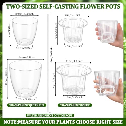 Self Watering Plant Pots, 3.5''/4.3'', Transparent, 36 Pcs - Image 2
