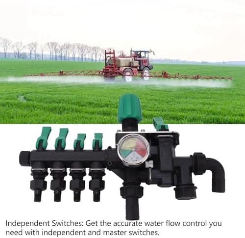 4 Way Hose Manifold Splitter 4 Outlet Water Distribution Valve with Independent Switches and Pressure Gauge for Farm Garden - Image 5