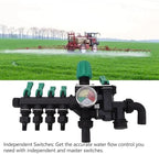 4 Way Hose Manifold Splitter 4 Outlet Water Distribution Valve with Independent Switches and Pressure Gauge for Farm Garden - Image 5