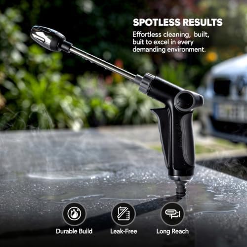High Pressure Spray Gun Kit with Adjustable Nozzle and Foam Cannon, 3 Metal Connectors, Ergonomic Handle, ABS and Iron Construction, 13.8 x 6.7 in / 35 x 17 cm, for Car Washing and Garden Cleaning - Image 6