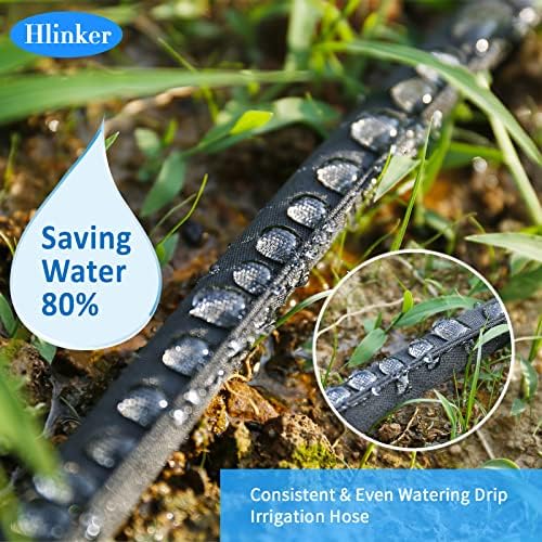 Hlinker Flat Soaker Hose 75 150 FT for Garden Beds, 150FT 1/2" Linkable Consistent Drip Irrigation Hose Save 80% Water, Leakproof Heavy Duty Double Layer Sprinkler Hose - Image 3