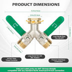 Love Is War 2 Way Y Garden Hose Splitter, 3/4" GHT Thread Brass Hose Connector, High Flow Outdoor Faucet Splitter for RV Yard Garden Watering - Image 2