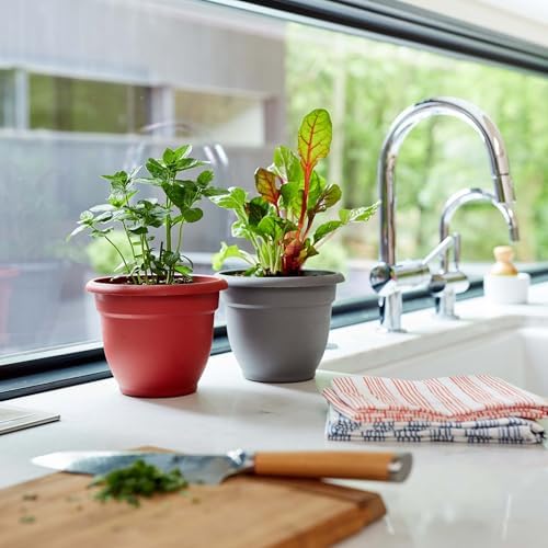 Bloem Ariana 6" Plastic Self-Watering Planter, Charcoal, 4-Pack - Image 2