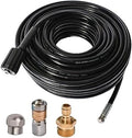 50FT 5800 PSI Pressure Washer Hose Jetter Nozzles Kit 1/8”NPT Sewer Drain Rotating Quick Connect Nozzle Button Nose With M22-14/15mm Double Rod Thread Brass Replacement by XiangXu
