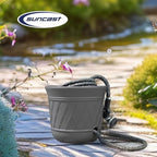 Suncast 2 Pack 14" x 12" Round Resin Decorative Weatherproof Outdoor Hideaway Standard Garden Hose Storage Pot with Drainage Holes, Gray - Image 4