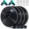 Homvocal Flat Soaker Hose 100 ft, 3-in-1 Sprinkler and Drip Irrigation Hose, 4-Pack 25 ft with Garden Staples and Splitters for Lawn, Garden Bed by Unknown