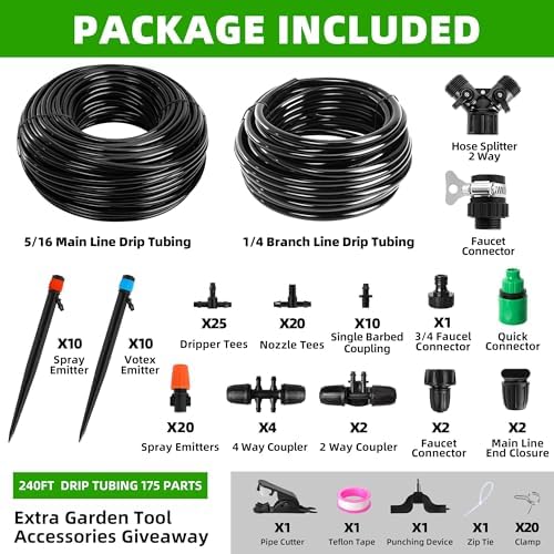 240FT DIY Automatic Drip Irrigation System Kit for Garden - Image 3