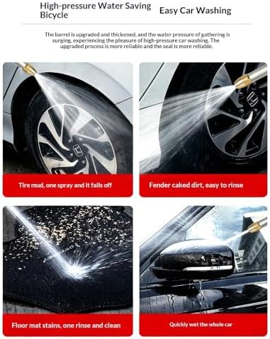 High-Pressure Metal Water Sprayer, Heavy Duty Adjustable Hose Nozzle with 4 Metal Hose Connectors, Multipurpose Sprayer for Car Washing, Garden Watering, Patio & Driveway Cleaning (silver) - Image 7