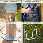 Outdoor Garden Water Column, 304 Stainless Steel Frost-Resistant Tap Post with Lockable Water Hydrant, Hose Stand with Spigot for Garden Irrigation and Watering(Size:20 * 4.1in) - Image 6