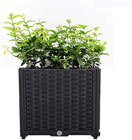 Hershii Square Deepened Garden Raised Bed Kits Plastic Plant Containers Indoor Outdoor Vegetables Herbs Flowers Growing Planter Box - Black - 15.35 X 15.35 X 14.96 Inches by FineLivingStartingwithaHome