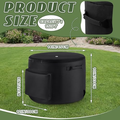 Shinylin 2 Pack Garden Water Hose Holder Storage Bags for 150 ft Hose, Heavy Duty Oxford Storage Bag with Entry Hole, Water Hoses Pot for Outside Inside, Garage, Rv, Warehouse, Garden Tools - Image 5