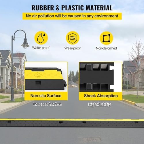 Cable Protector Ramp 1 Channel Rubber Cable Protection Ramp, Garden Hose Protector for Driveway， 18000lb Axle Capacity Cord Cable Protector - Image 4
