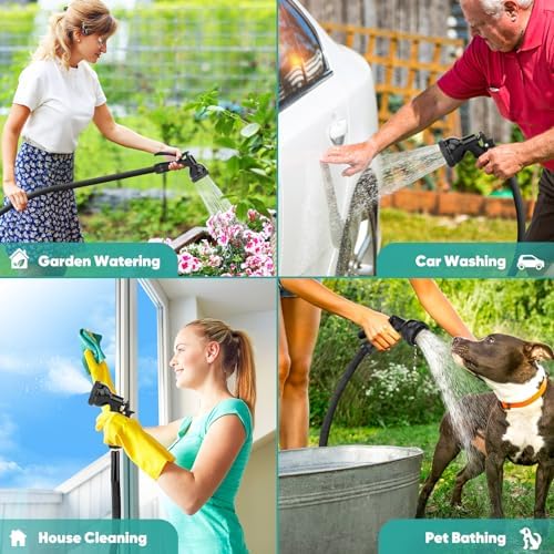 Itsonestep Garden Hose 100ft, 3/4GHT Non-Expanding Water Hose Lightweight, Flexible Garden Hose with 10 Function Nozzle, Kink-Free, Sturdy, High-Pressure, Abrasion Resistant Hoses for Yard, Garden - Image 6