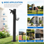 Outdoor Stainless Steel Water Column Garden Water Tap, 23.6in Tall Hose Stand with Side/Bottom Inlet Faucet, Freeze Proof Vertical Water Hydrant for Exterior Patio Backyard Lawn (Round Shape) - Image 5
