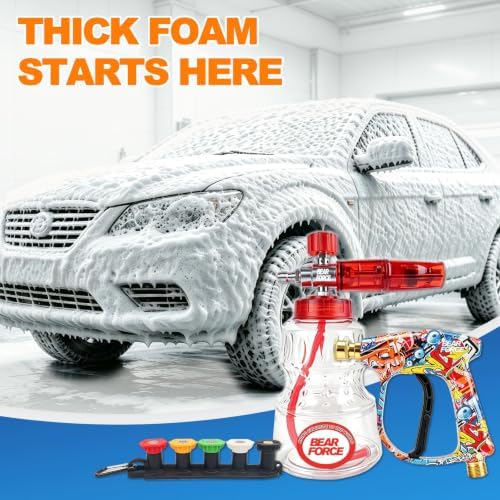 Pressure Washer Spray Gun M22-14 Max 3000 PSI with 1/4" Quick Connector Snow Foam Lance & 5 Spray Tips & Clip Nozzle Holder, Compatible for Some of Greenworks Kar-cher Ryobi Homelite Pressure Washer - Image 2